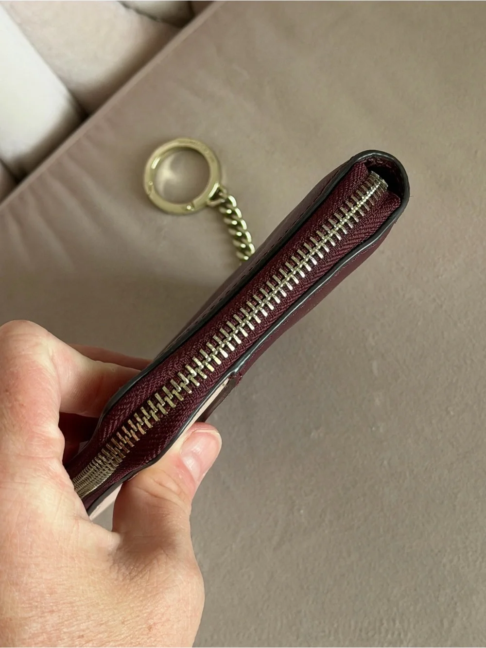 Kate Spade WLRU5425 Burgundy Blush Saffiano Leather Zip Around Bifold Wallet